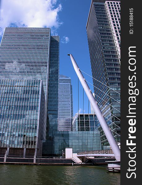 Skyscrapers at Canary Wharf in London. Skyscrapers at Canary Wharf in London.