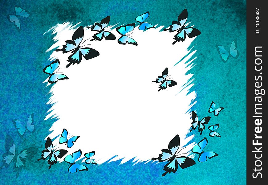 Abstract background with many butterflies