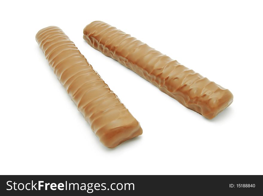 Two long chocolate bars isolated