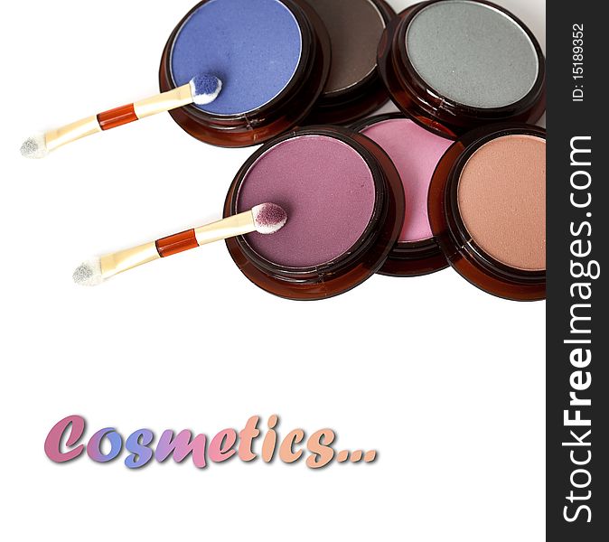 Make-up eyeshadows and cosmetic brush