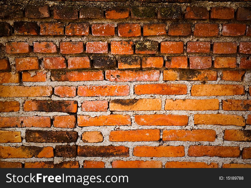 Old brick wall texture in Thailand