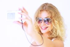Stylish Girl Holding A Camera Royalty Free Stock Image Stylish Girl Holding A Camera Royalty Free Stock Image
