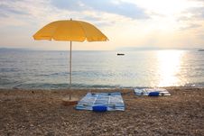 Yellow Beach Umbrella Royalty Free Stock Photo Yellow Beach Umbrella Royalty Free Stock Photo