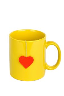 Tea Bag With Heart-shaped Label In Cup Royalty Free Stock Photography Tea Bag With Heart-shaped Label In Cup Royalty Free Stock Photography