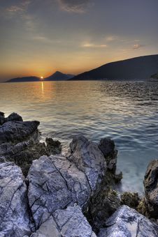 Sunset Landscape At The Beach In Montenegro Stock Images Sunset Landscape At The Beach In Montenegro Stock Images