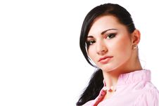 Attractive Young Girl In Pink Blouse With Papers Stock Photos Attractive Young Girl In Pink Blouse With Papers Stock Photos