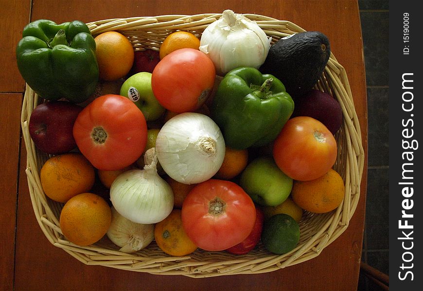 A basket of colorful vegetables
