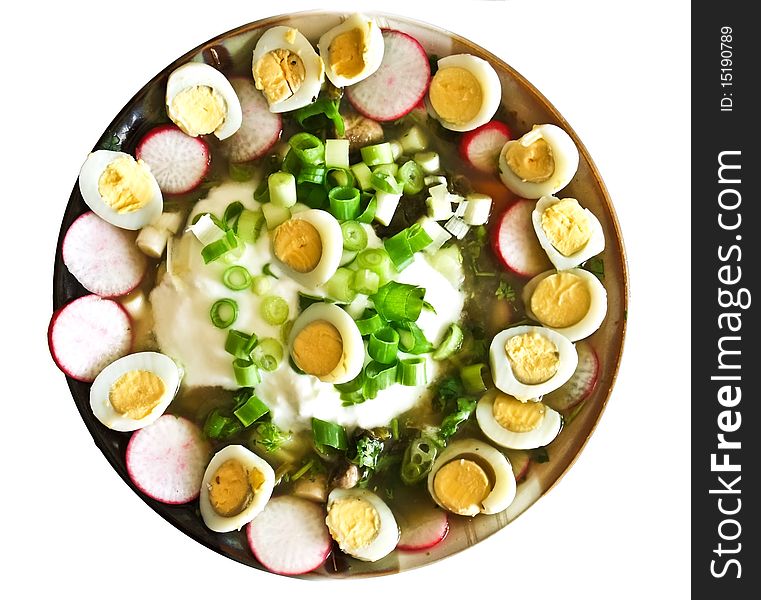 Soup plate with cold russian borsch