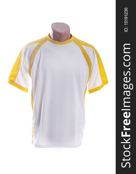 White t-shirt with yellow insets