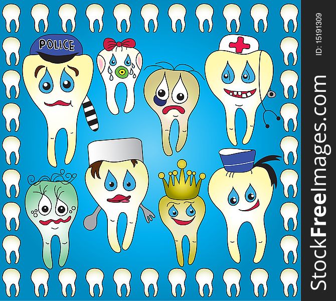 Colorful illustration of dental characters. s. Colorful illustration of dental characters. s.