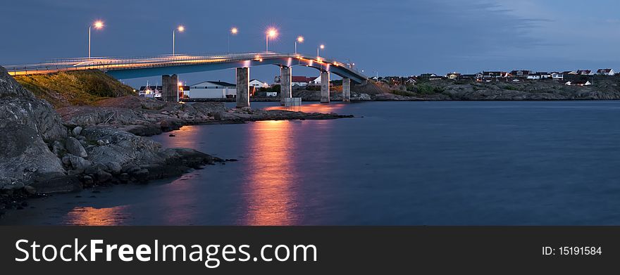 Bridge over water from Hönö to Fotö in Swedish Archipelago. Bridge over water from Hönö to Fotö in Swedish Archipelago.
