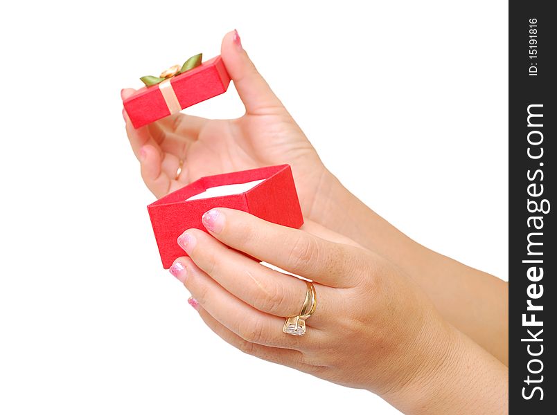 Holding gift box in special holiday. Holding gift box in special holiday