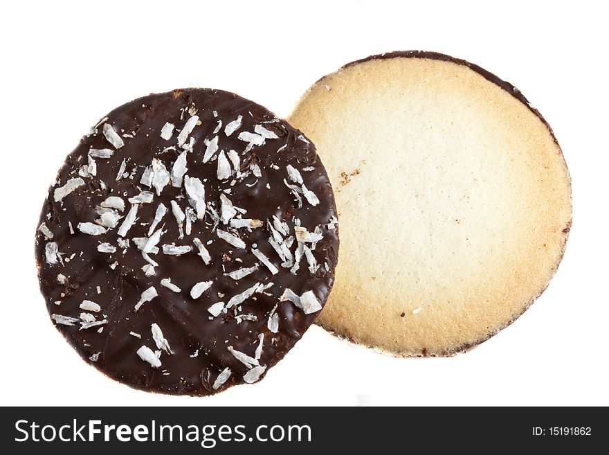 Delicious coconut cookies against a white background