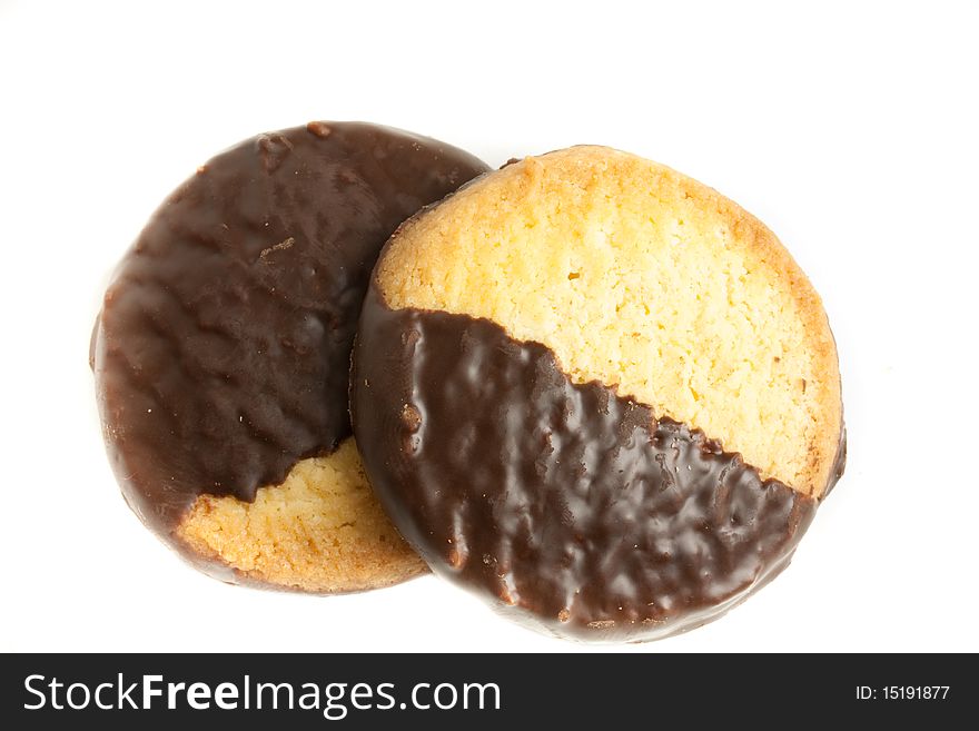 Delicious chocolate cookies against a white background