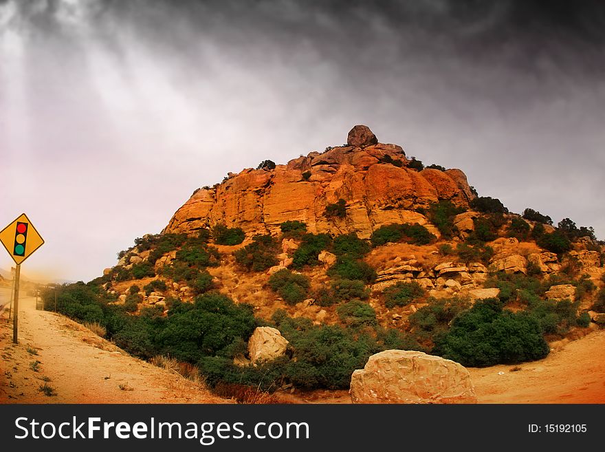Rocky mountain landscape with dramatic sky. Rocky mountain landscape with dramatic sky