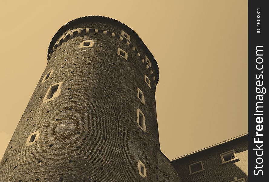 Old style photo of Royal Wawel Castle, Cracow. Poland