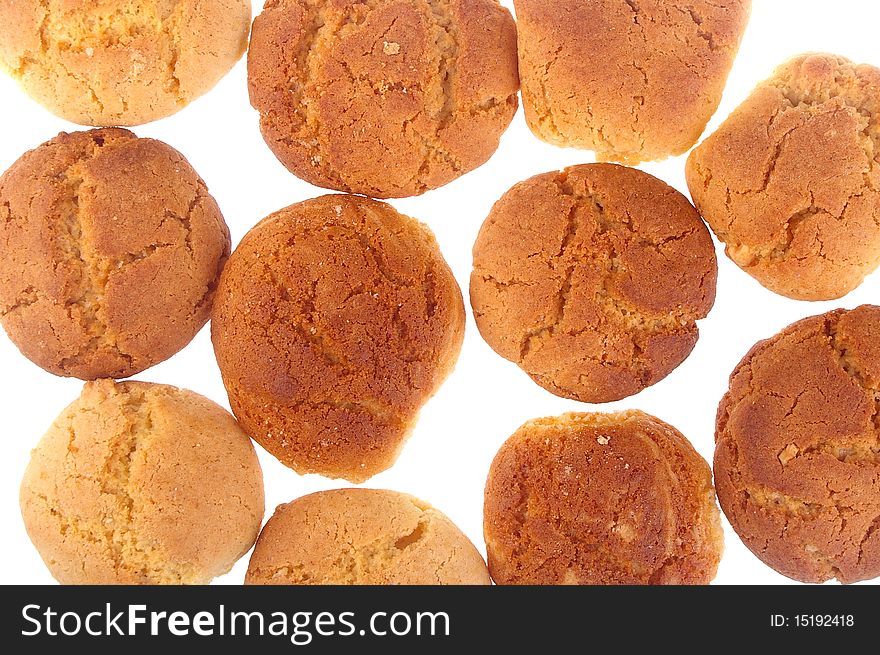 Peanut butter and ginger cookies background group isolated over white