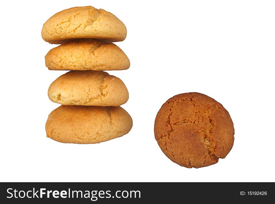 Peanut butter and ginger cookies isolated over white