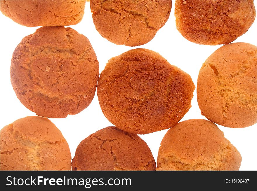 Peanut butter and ginger cookies background group isolated over white