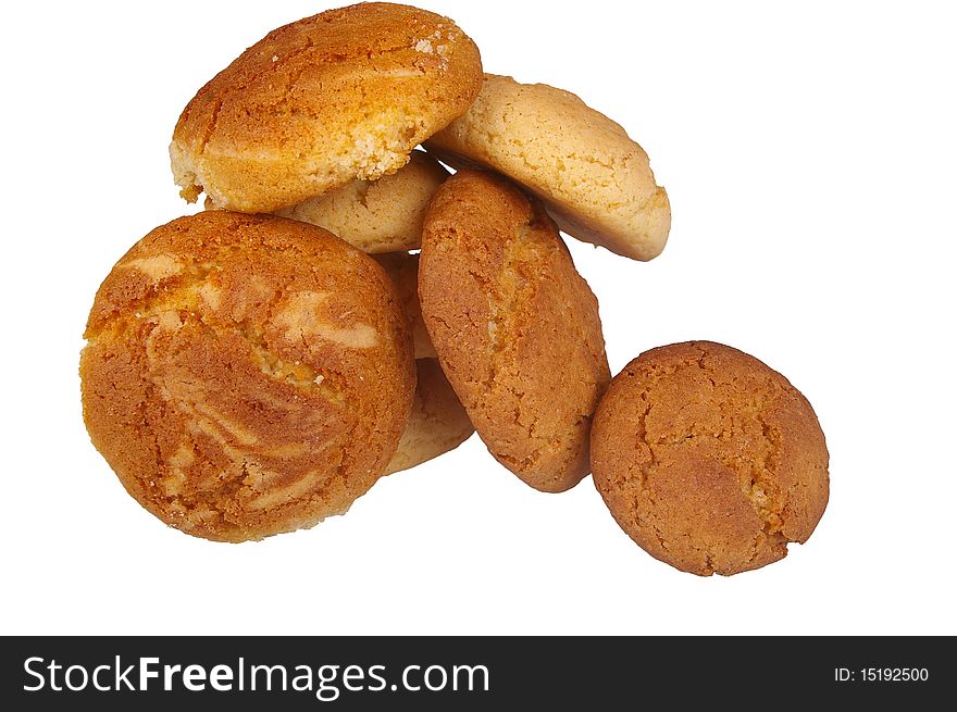 Peanut butter and ginger cookies isolated over white