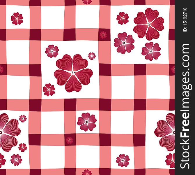 Red-white floral seamless pattern in a section (vector)