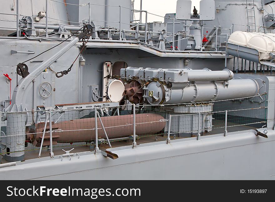 Torpedo tubes on the modern battleship. Torpedo tubes on the modern battleship