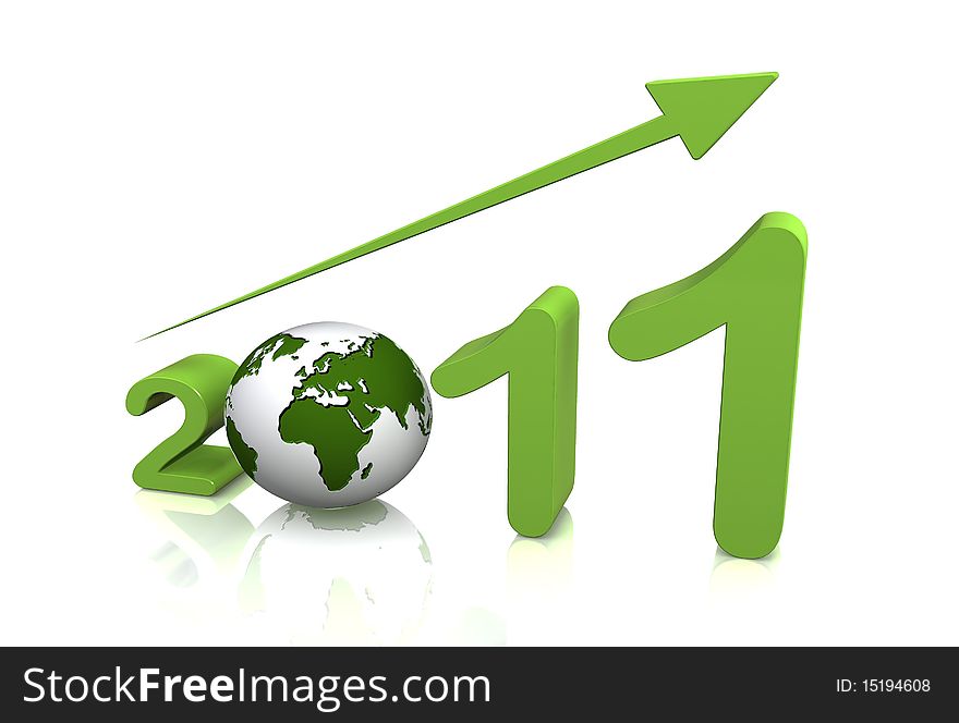 Growth of year 2011 with 3D globe