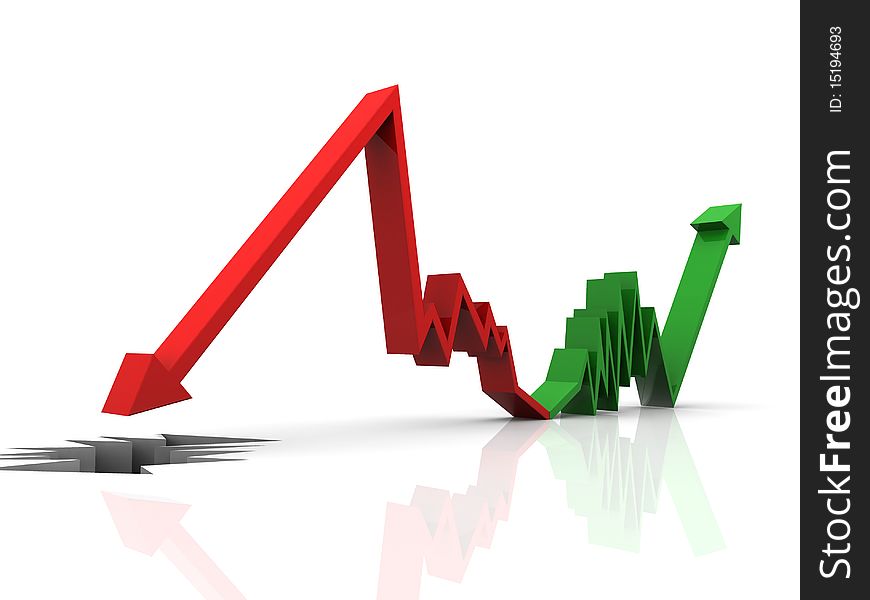 3d graph showing rise in profits or earnings / illustration