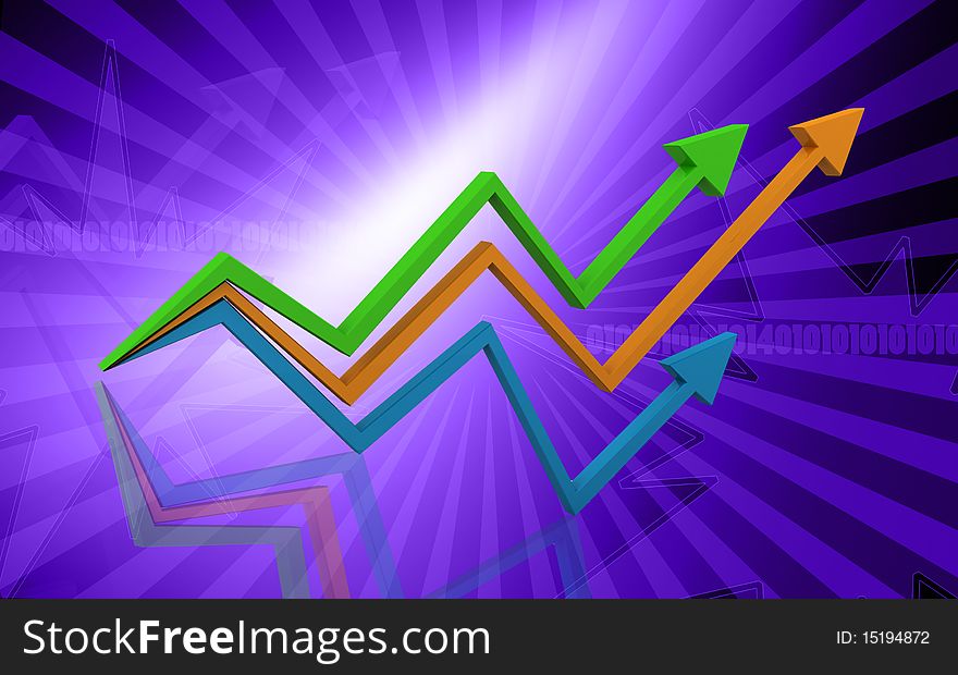 Digital illustration of business graph in abstract background. Digital illustration of business graph in abstract background