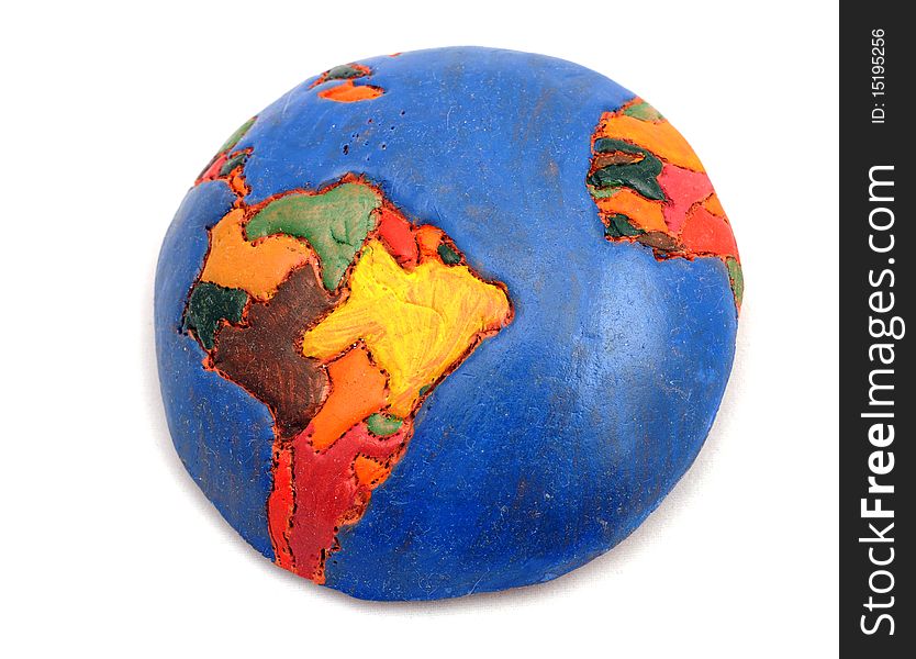Handmade model of Earth with South America and part of Africa. Handmade model of Earth with South America and part of Africa