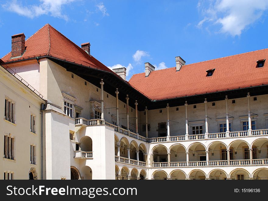 Renaissance arcades. Wawel Royal Castle in Cracow