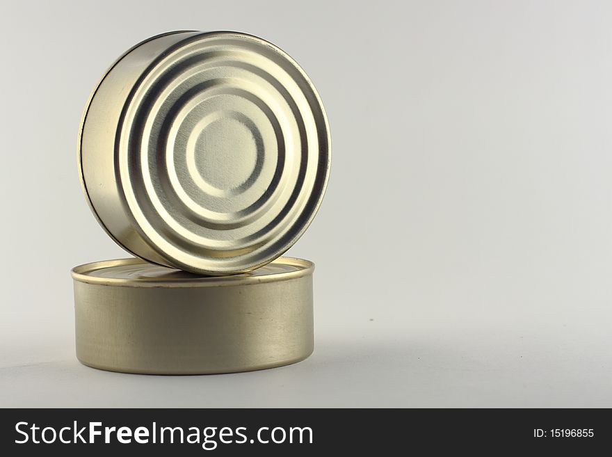 Canned food isolated on white