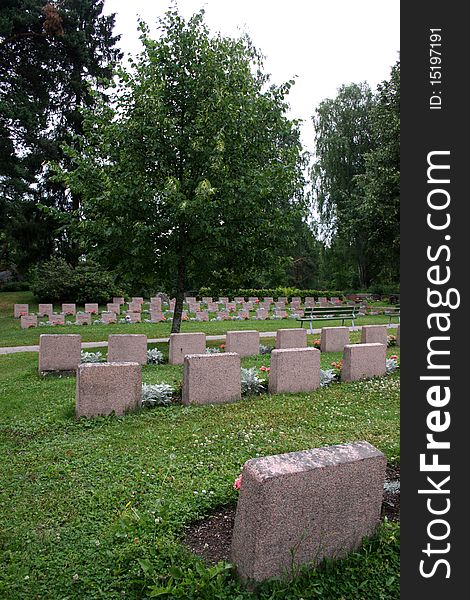 Rows of soldier graves in a graveyard. Rows of soldier graves in a graveyard