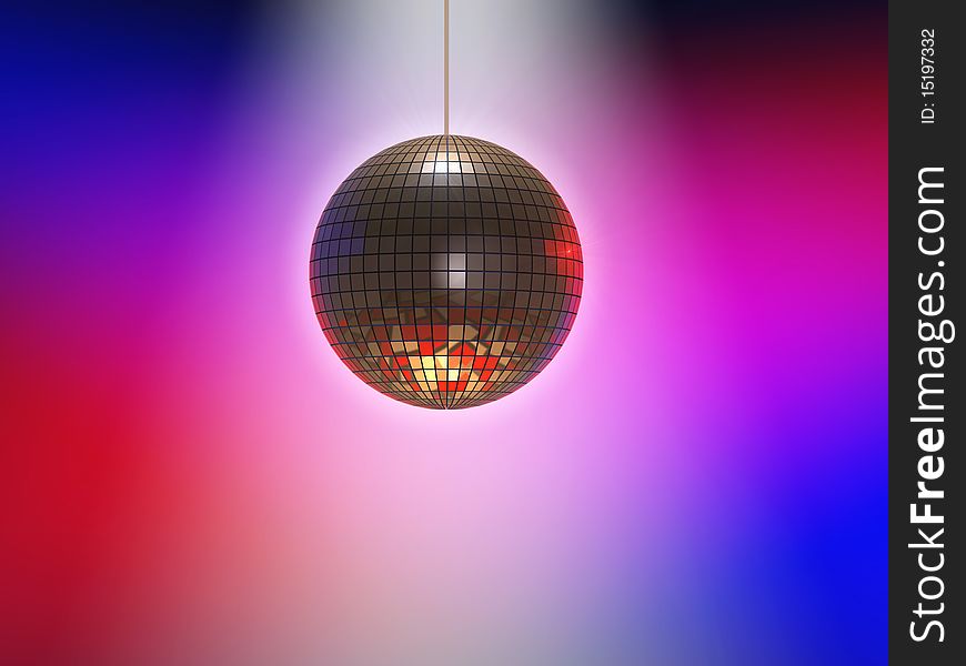 Illustration of a disco ball with lights.