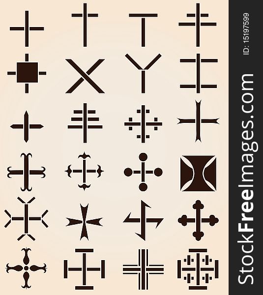 Set Of Different Crosses Stencils