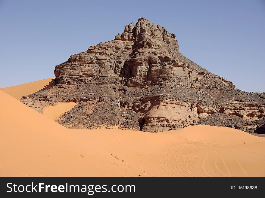 Peak in the desert of Libya, in Africa. Peak in the desert of Libya, in Africa