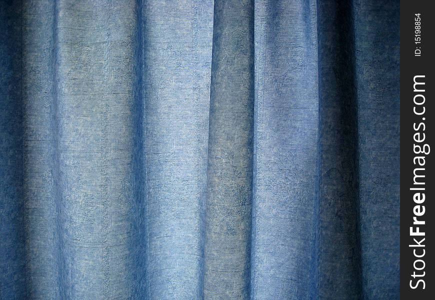 Texture of blue curtain fabric background