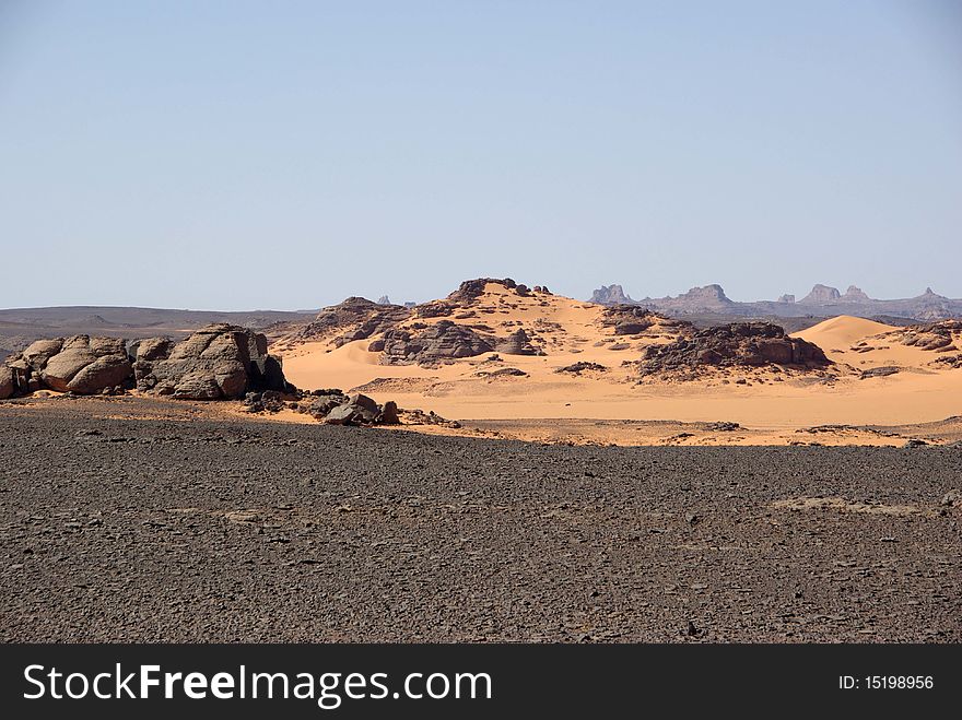 Landscape in the desert of Libya, in Africa. Landscape in the desert of Libya, in Africa