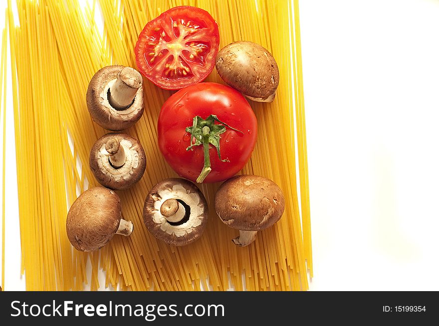 Tomato, Spaghetti And Mushrooms