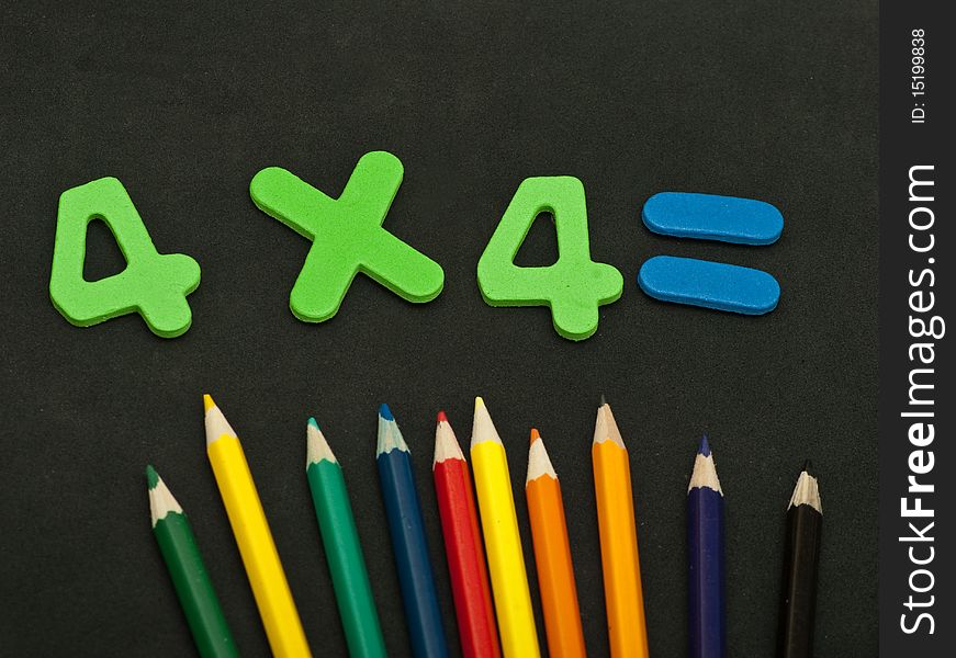 Colour pencils,numbers and back to school
