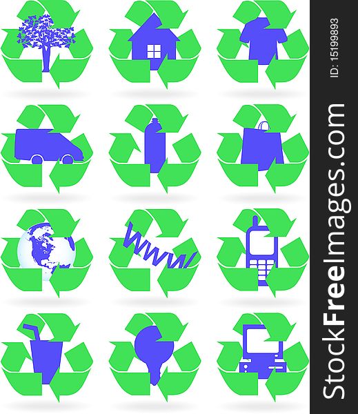Recycle icons isolated over white