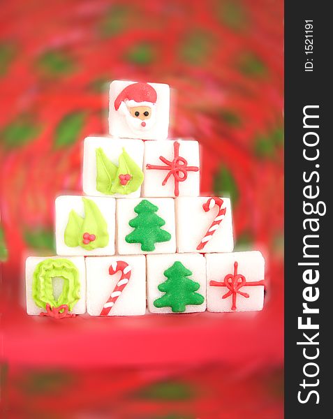 Christmas tree of sugar cubes. Christmas tree of sugar cubes