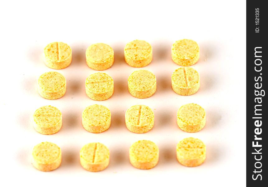 Isolated pills on white background