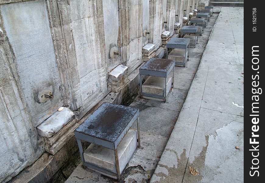 Washing place outside the blue mosque in Istanbul