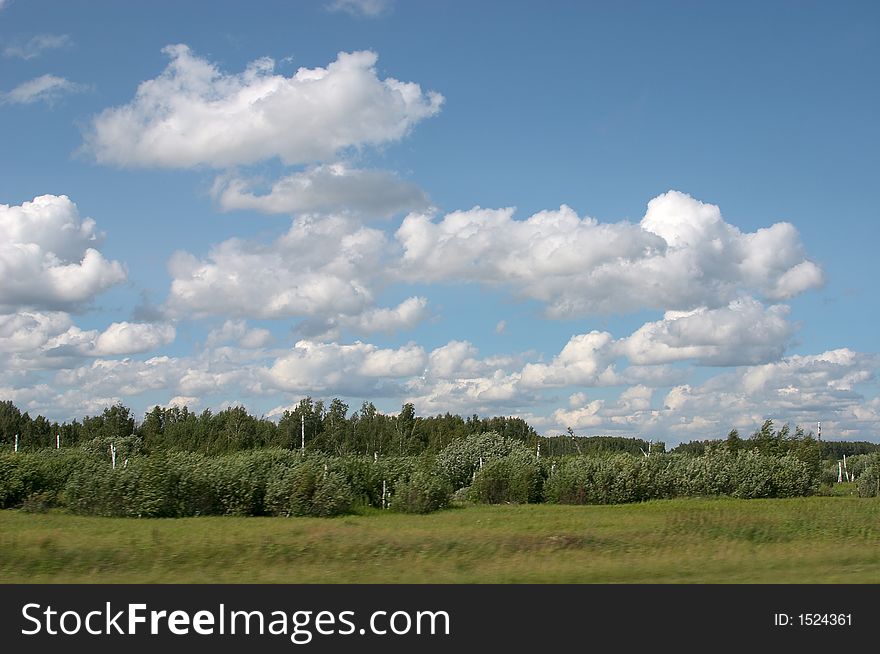 Country landscape. A sunny day of an average zone of Russia.
