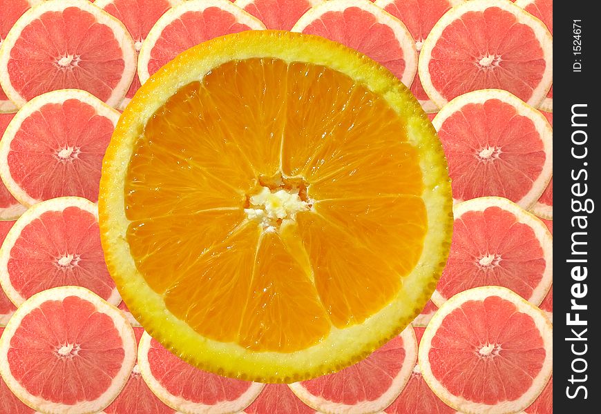 Orange Slice And Grapefruit