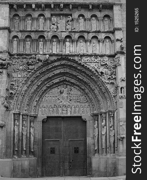 Portal of the famous church of St.Maria la Real, Sanguesa, Navarra, Spain. Portal of the famous church of St.Maria la Real, Sanguesa, Navarra, Spain
