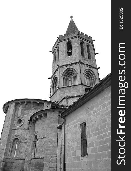 Church of St.Maria la Real, Sanguesa, Navarra, Spain, over white. Church of St.Maria la Real, Sanguesa, Navarra, Spain, over white