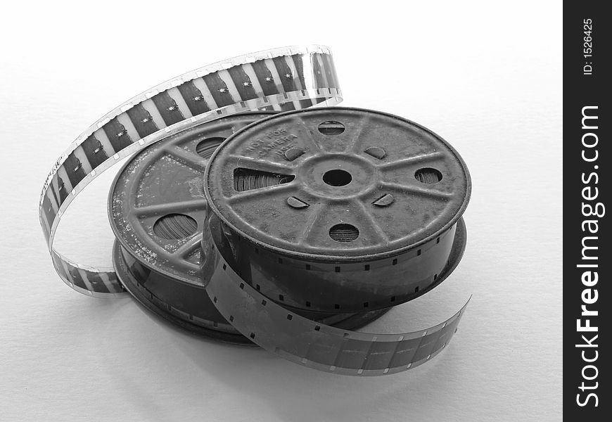 16mm metal film spools with film. 16mm metal film spools with film