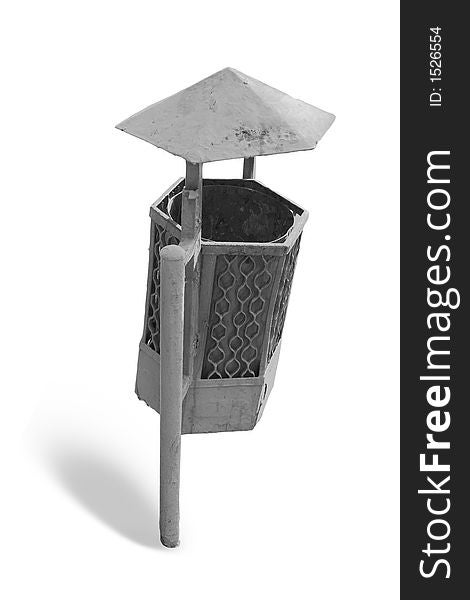 Very old trash can isolated with clipping path